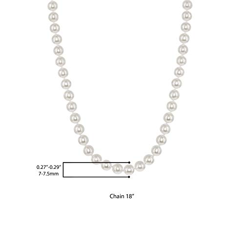 14K Gold White Japanese Akoya Cultured Pearls 18" Silk-Knotted Strand Pearl Necklace - Choice of Pearl Size & Clasp Gold Color3