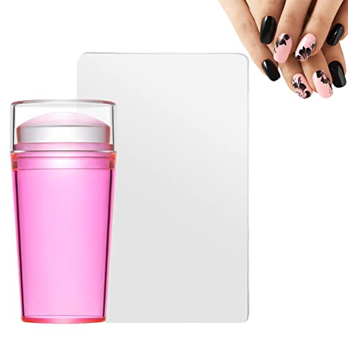 Jildouf Jelly - Sello de uñas de silicona transparente con raspador, herramientas de uñas con raspador, herramienta de manicura para manicura en el hogar, bricolaje, salón de arte de uñas