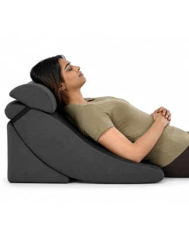 Image of FOVERA 3PCS Adjustable Bed Wedge Pillow Set for Sleeping, Triangle Support Pillow with Headrest for Back, Neck & Leg Pain Relief, Post Surgery Body Positioning for Acid Reflux & Sitting Support
