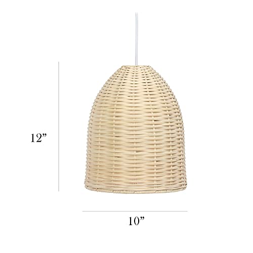 Elegant Designs PT1007-NAT Elongated Coastal Dome Rattan Downlight Pendant, Natural - Image 4