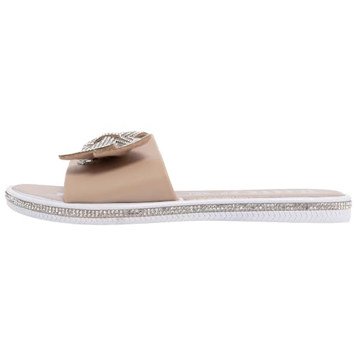 Image of Juicy Couture Women's Slide Sandals - Glitter Bling Open Toe Sparkle Flats - Dressy Summer Casual Footwear