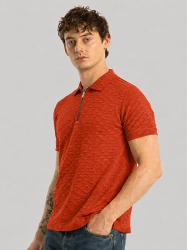 Image of Preneum Men's Solid Polycotton T-Shirt | Collared Neck | Half Sleeve | Regular Fit | Everyday Casual Wear (Available in Plus Sizes)