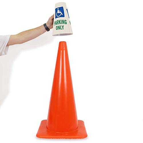 Image of SmartSign inchHandicapped Parking Only inch Bright Reflective Cone Message Sleeve, [Cone Not Included]