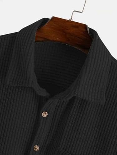 Image of ColorChakra Mens Waffle Knit Polo Tshirt Collar Knitted Shirt for Men M to 3XL