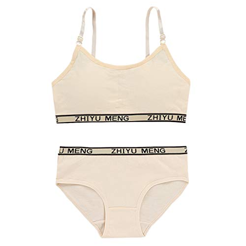 Girls Sports Bra & Underwear Set, Teen Bralette & Comfort Briefs, Breathable Training Vest Top, Soft Undies for Kids