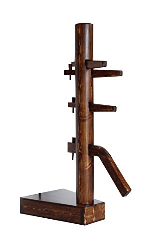 Wing Chun Wooden Dummy Closed Base Walnut Color With Form