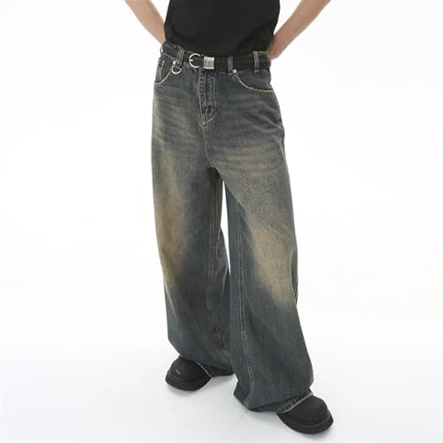 Men‘s Wornout Denim Trendy Straight Jeans Casual Loose Wide Leg Men's Autumn Vintage Fashion4
