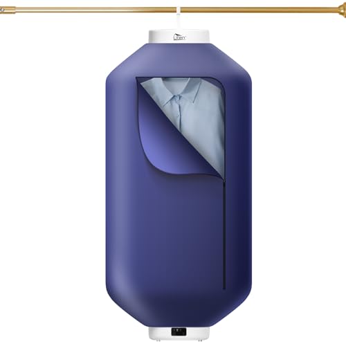 Uten Mini Tragbarer Trockner, 600 W Hängetrockner, Elektrischer Wäschetrockner mit Timer, Abschaltautomatik, Geeignet für Geschäftsreisen, Schlafsäle, Wohnungen, Hotels, Campingplätze（Blau）