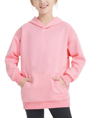 EXARUS Girls Sweatshirts Cropped/Oversized Hoodie Pullover Long Sleeve with Pocket Casual School for Kids 6-14Y