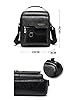 Hjkiopc Sacoche Bandoulière Cuir Sacoche Homme Sacs à Bandoulière Vintage Shoulder Bag Business Cartable Besace pour Portable pour Voyage, Randonnée et Travailler (Noir-1) #5