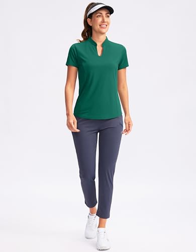 Image of Obla Women's Golf Polo Shirt V-Neck Short Sleeve Collarless Quick Dry Tennis Running T Shirt Golf Tops for Women