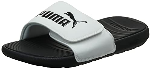 🔥 Crazy Deals PUMA mens Cool Cat Hook Loop Slide Sandal, Puma Black-puma White-puma Black, 10 US