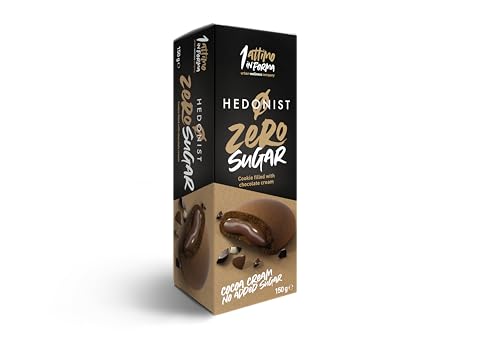 1 Attimo in Forma Biscotti al Cioccolato Hedonist Zero Sugar Ripieni con Crema al Cioccolato Senza Zuccheri Aggiunti, Merendine al Cioccolato Perfette per Snack e Pausa Dolce – 150g