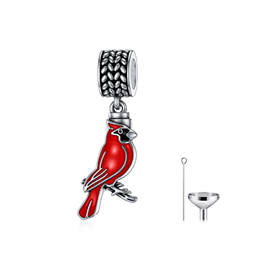 Sunflower/Heart/Cross/Red Cardinal/Family Tree of Life Cremation Charm for Ashes 925 Sterling Silver Urn Bead Charm Fit Bracelet Keepsake Memorial Locket for Women Mom
