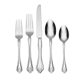 Oneida Boutonniere 45 Piece Everday Flatware, Service for 8, 18/0 Stainless Steel. Silverware Set, Dishwasher Safe, Multi