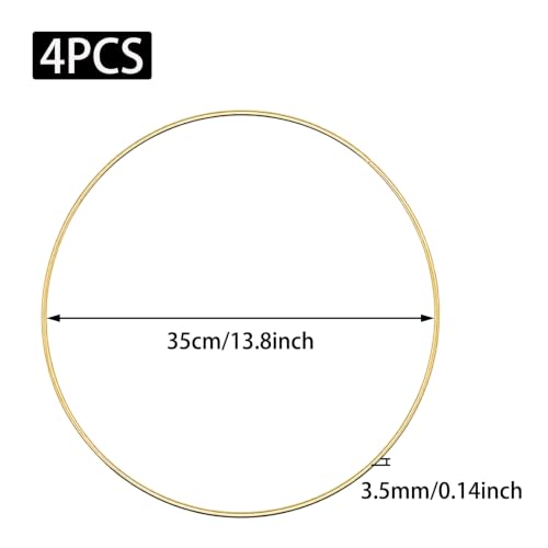 Image of Pocoxll 4 Pcs Metal Floral Hoops, Wreath Macrame Hoop Rings, Metal O Rings