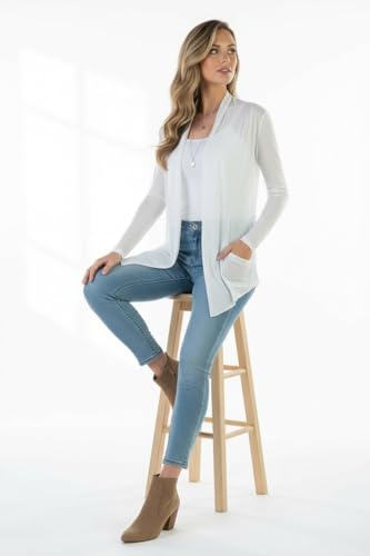 Image of ToBeInStyle Womens Open Front Long Sleeve Lightweight Asymmetrical Draped Cardigan with Side Pockets