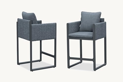 Image of PURPLE LEAF Counter Height Bar Stools Elliptical Leg Set of 2, Grey