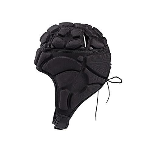 YJZQ Soft Rugby Headgear Crashproof Helmet Hat Baseball Soccer Scrum Cap Head Protection Wear Football Headguard Protective Gear for Adults Black - Image 3