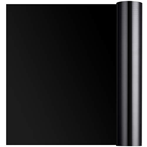 Black Vinyl, McoMce Black HTV, 13" x 12FT Black Iron on Vinyl, Iron on Vinyl, Easy to Cut and Weed, HTV Vinyl, Heat Transfer Vinyl Roll for DIY Bags Hats T-Shirts Crafts Silhouette Signs