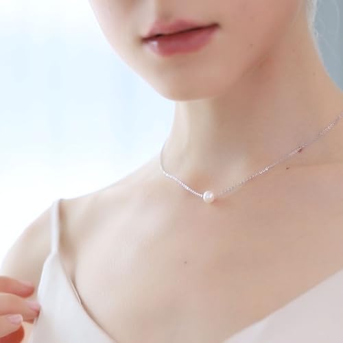 AAAA Single Pearl Choker Sterling Silver Necklace for Women 7-8mm Freshwater Cultured Pearls Wedding Bridesmaids Anniversary 14 16 18 inch3