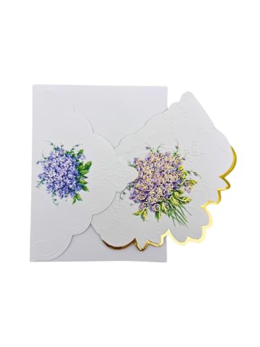 Image of Poster Foundry Violets on Stripes Boxed Note Cards by Carol Wilson. 10 embossed 4x5 Die-Cut Notecards and Matching Envelopes in Decorative Gift Box with Magnetic Flap. NCP2251