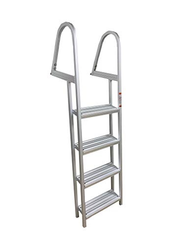 Class A Customs Marine Pontoon Boat Dock Heavy Duty Aluminum 4 Step Removable Boarding Ladder FIXD-PBDL4S-AL