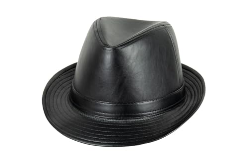 Chapeau de la Havane Adam Trilby en simili cuir noir fini les cheveux mouillés sous la pluie