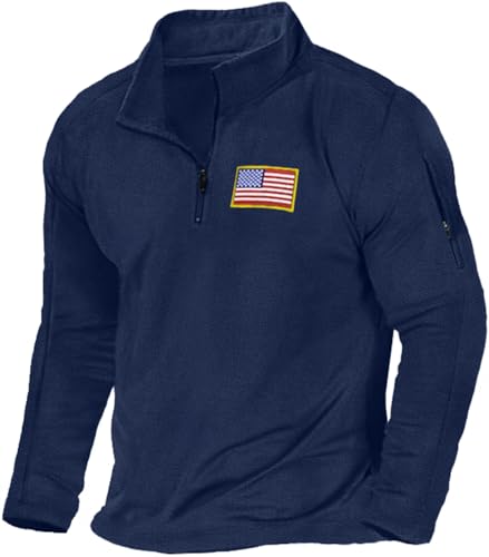 USA Flag Graphic sweatshirt for men,American Patriotic 1/4 Zip Long Sleeve Pullover with shoulder pocket