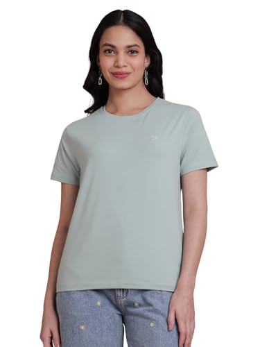 Image of TWIN BIRDS Women Cotton Elastane T-Shirt | Round Neck Casual Everyday Top