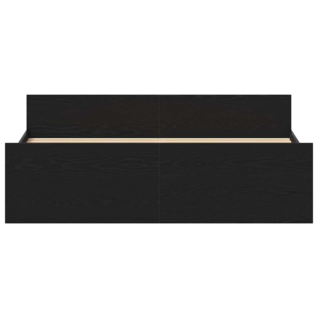 Estructura de Cama sin colchón 150x200 cm Roble Negro con cabecero y Estribo, Soporte para colchón, Base de Madera de ingeniería, Ideal para dormitorios Juveniles y Adultos