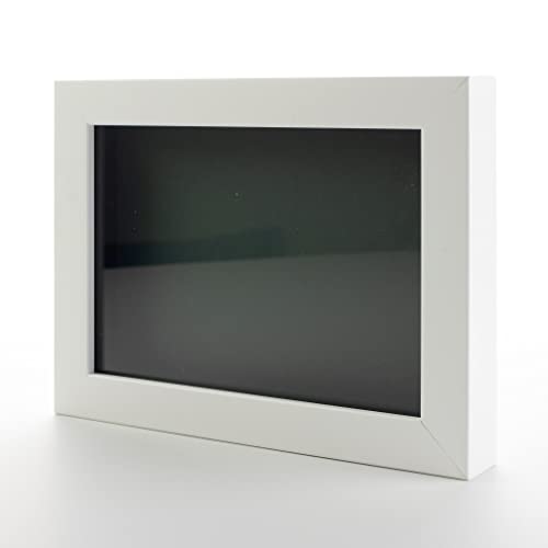 20x20 Shadow Box White Solid Pine Wood Display Frame with Green Acid-Free Backing UV Acrylic & Hanging Hardware with 0.75