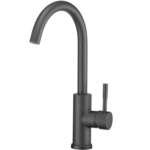 Image of Dura Faucet DF-MK531LK-MB RV Gooseneck Kitchen Faucet (Matte Black) | Streamline gooseneck kitchen faucet for RV and camper galleys. Matte Black finish. Easy DIY install.