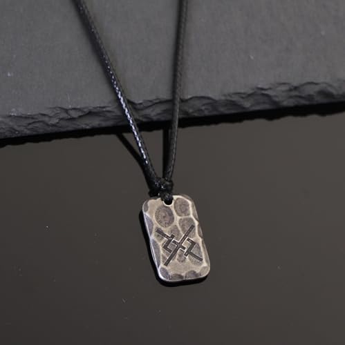 Image of Ankiyabe Stainless Steel Norse Viking Rune Pendant with Adjustable Braided Rope Good Luck /Love /Strenght /Health Viking Symbol Necklace for Men Women