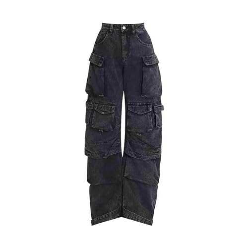 Women's Cargo Pants Y2K Clothing Multi-Pocket Relaxed Fit Jeans Grunge Clothes Alt Emo Hip Streetwear