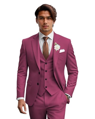Suits for Men 3 Piece Slim Fit Jacket Vest Pants Set for Wedding Prom Party Business Formal Suit