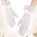 Brimekichio White Lace Gloves Women Tea Party Gloves for Women White Satin Bow Tea Party Accessories
