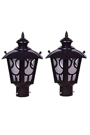 Light4Life Light Gate Light Lamp Black Metal Exterior Fixture Outdoor Boundary/Gate/Garden/Pillar Waterproof Lighting for Home Main Gate Decorative (Pack of 2_Bulb Not Included)