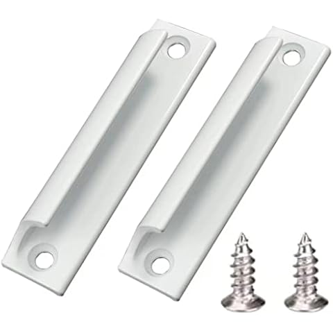 2pcs Aluminum Alloy Handle | Sliding Door Handle | Balcony Door Handle | Cabinet Drawer Handle | White Curved Handle | for Windows, Furniture Hardware with Screws Cover