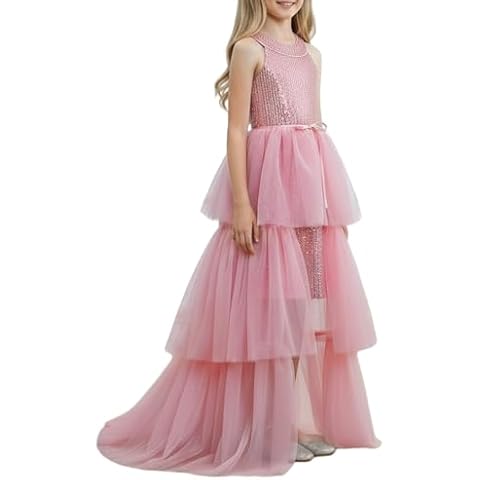 Toddler Sequin Dress Size 6 Pageant Formal Special Occasion Dresses for Princess Wedding Birthday Pink Cover