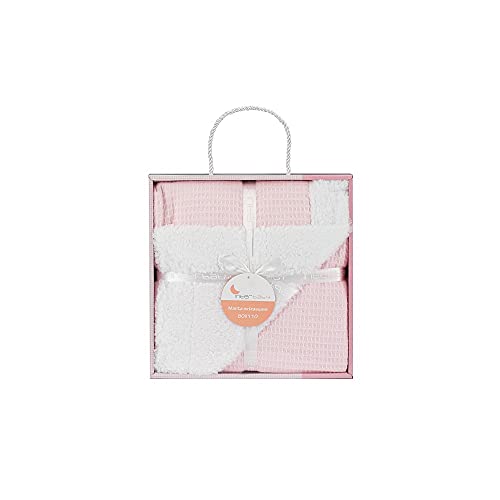 Interbaby Manta Nido de Abeja con borreguito para bebés en color rosa