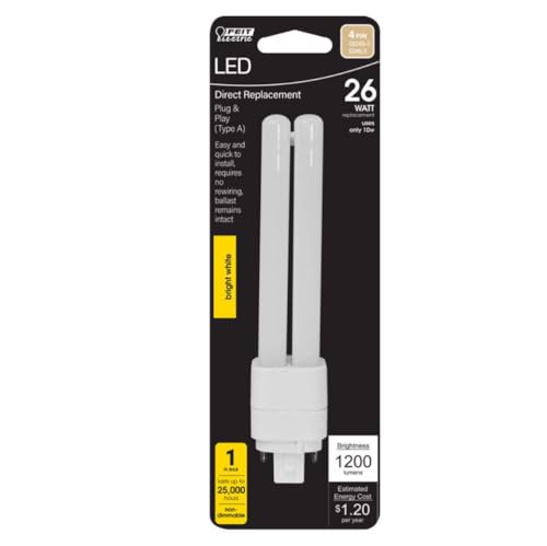 Feit PL GX24Q-3 4-Pin LED Tube Light Neutral White 26 Watt Equivalence 1 pk