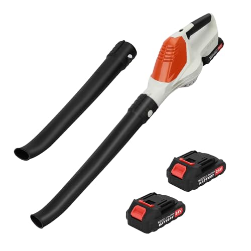 Akku-Laubbläser Elektrisch Laubbläser für Rasenpflege Batteriebetriebener Laubbläser für Schneewehen Handgebläse mit Akku und Ladegerät Gartenbläser zum Entfernen von Blättern, Schmutz & Abfällen Weiß