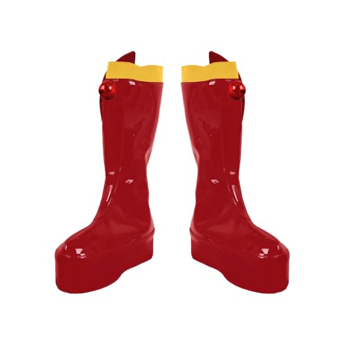 Image of Taiture Adult Monkey Shoes Cosplay Egghead Island Boot Black Red Pink Yellow Leather Mid-heel Shoes Halloween Party Suit Men