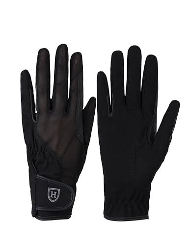 Harrison Howard Womens Horse Riding Mesh Gloves Comfortable Grip for Training & Schooling Lightweight Equestrian Gloves Black S