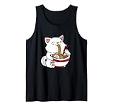 Kawaii Cat Eating Ramen Noodles Japanese Food Anime Tank Top