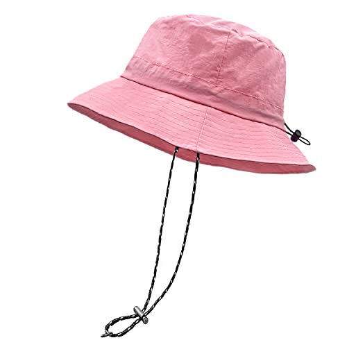 woogwin Waterproof Bucket Rain Hat with Chin Strap Quick Dry Packable Boonie Sun Hat Safari Hat UV Protection, Pink1, M/XL woogwin Waterproof Bucket Rain Hat with Chin Strap Quick Dry Packable Boonie Sun Hat Safari Hat UV Protection, Pink1, M/XL