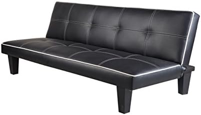 7Star Click Clack faux leather Sofa Bed Black spare room, guest room or games room recliner bed Settee Sale