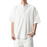 [Yeecan] メンズ Tシャツ 半袖 tシャツ 夏服 メンズ ヘビーウェイト ボタン付き オーバーサイズ アメリカンスタイル 通気性 通勤 通学 普段着-bai-XL