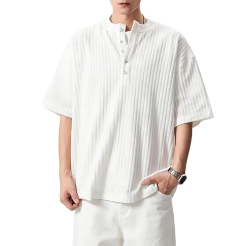 [Yeecan] メンズ Tシャツ 半袖 tシャツ 夏服 メンズ ヘビーウェイト ボタン付き オーバーサイズ アメリカンスタイル 通気性 通勤 通学 普段着-bai-XLの商品画像（Amazon）